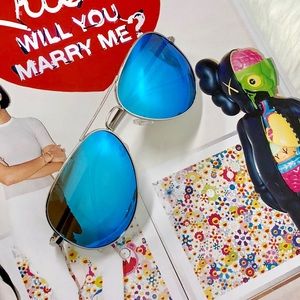 CALLE OCHO -  BLUE POLARIZED AVIATOR SUNGLASSES
